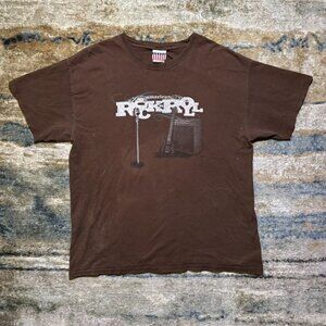 Vintage Brown Rock & Roll Graphic Tee – Size Large